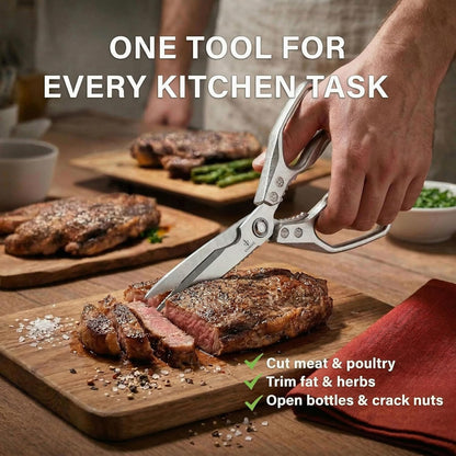 Heavy Duty Kitchen Scissors, Bone Cutting Poultry Shears, Stainless Steel Blade, Aluminum Alloy Non-Slip Handle, Multifunction Kitchen Shears for Meat, Chicken, BBQ, Food Prep
