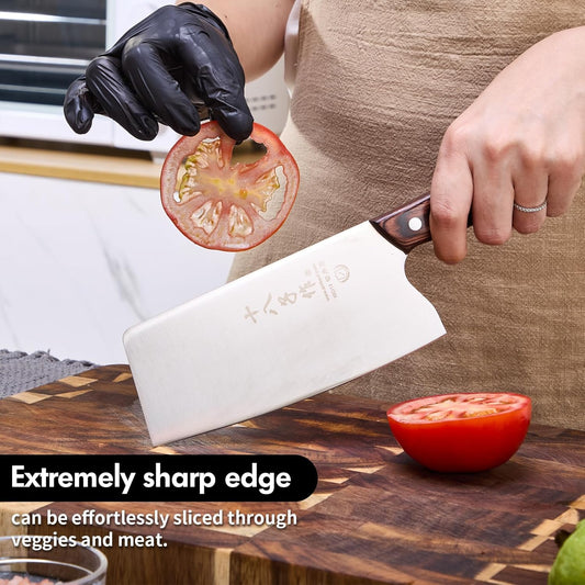 SHI BA ZI ZUO Meat Cleaver Knife, Heavy Duty Cleaver Bone Cleavers Professional Kitchen Vegetable Knife for Effortless Precision Slicing and Chopping
