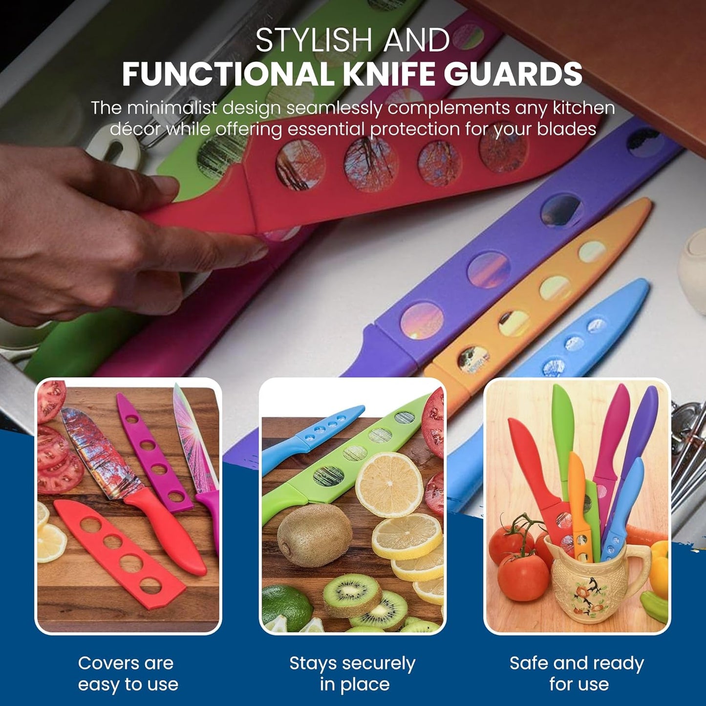 CHEF'S VISION Landscape Knife Blade Covers - Premium Kitchen Knife Guards - Protect your Knives With Stylish Knife Sheaths - Durable and Protective Knife Sleeves - Knives not Included