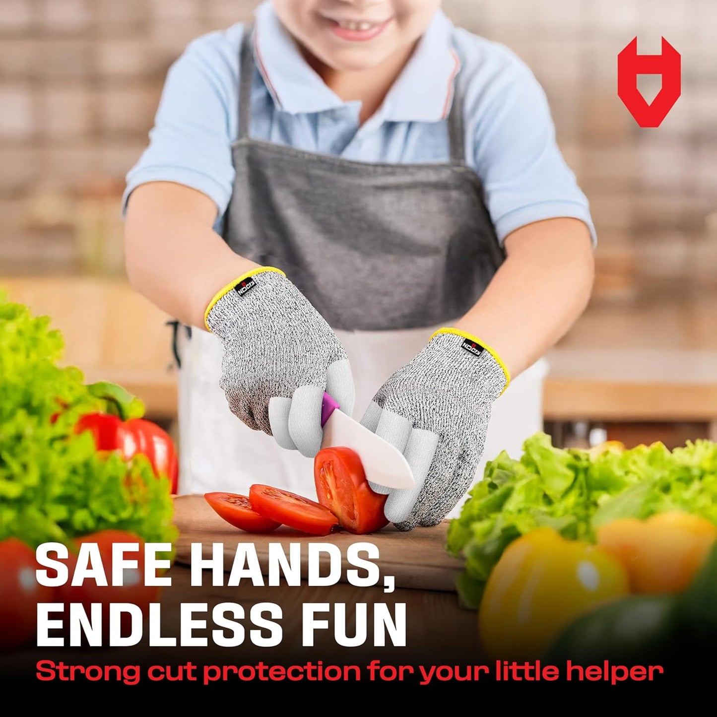 NoCry Kids Cutting Gloves, XXS (4-7 Years) — 100% Food Grade and Level 5 Protection — Comfortable and Lightweight, Yet Tough — Ambidextrous — Ideal for Fishing, Wood Carving and Whittling