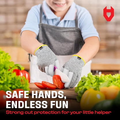 NoCry Kids Cutting Gloves, XXS (4-7 Years) — 100% Food Grade and Level 5 Protection — Comfortable and Lightweight, Yet Tough — Ambidextrous — Ideal for Fishing, Wood Carving and Whittling