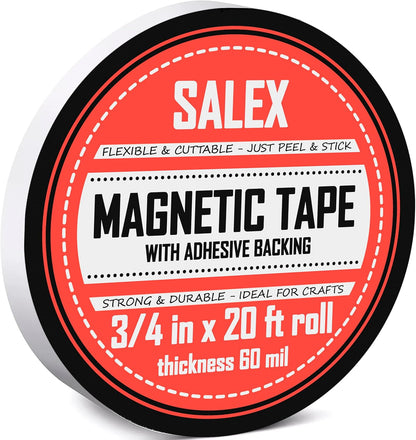 Magnetic Tape with Adhesive Backing 2 Inch Wide - Thick 60 mil Magnet Tape Roll to Make Sticky Magnet Strips, Strong Squares, Dots, Flexible Sheets, Cutting Own Fridge Magnets, Crafts