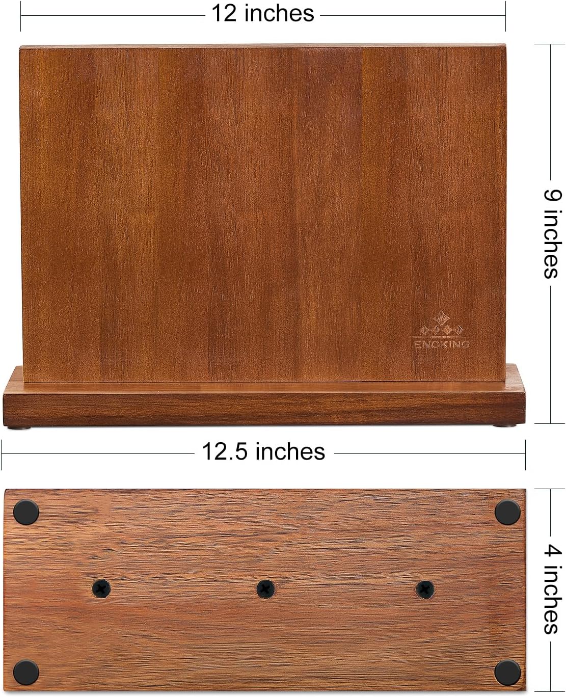 ENOKING Extra Large Magnetic Knife Block, 15.2-In Acacia Wood Knife Holder for Home Kitchen, Universal Knife Holder Stand with Strong Enhanced Magnets for Safe and Multifunctional Knife Storage