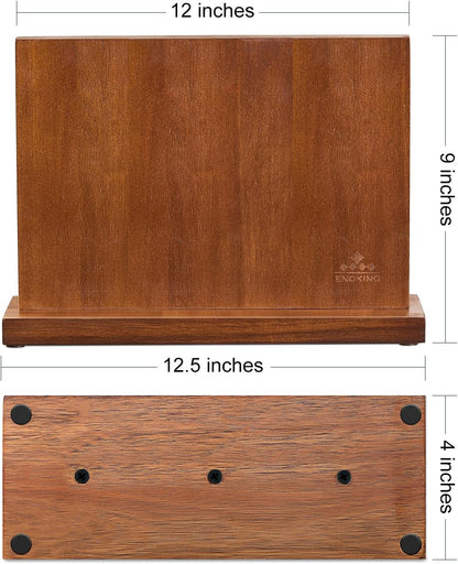 ENOKING Extra Large Magnetic Knife Block, 15.2-In Acacia Wood Knife Holder for Home Kitchen, Universal Knife Holder Stand with Strong Enhanced Magnets for Safe and Multifunctional Knife Storage