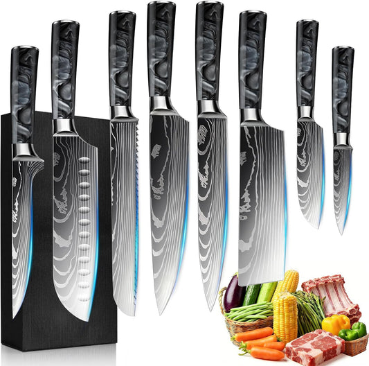 Knife Set,12-Piece Premium Kitchen Knife Set with Universal Knives Block,Anti-Rust Non-Stick High-Carbon Stainless Steel Extra-Sharp Chef Knives for Kitchen,Dishwasher Safe,Non-slip Ergonomic Handle