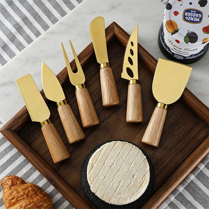 Stainless Steel Cheese Knife Set with wood Handle,Professional Cheese Slicer, Spreader & Fork for Charcuterie Boards, Cheese Platters, Kitchen & Entertaining, Christmas Gift for Women & Men (4)