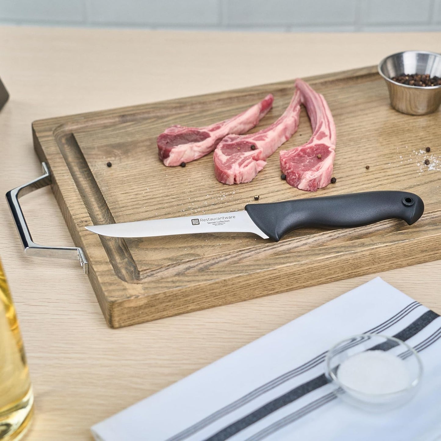Restaurantware Sensei Back of the Haus - 8-inch Offset Bread Knife - Professional Chef's Kitchen Knife - Durable German Steel - Stain Resistant - With HACCP Coding For Food and Allergen Safety