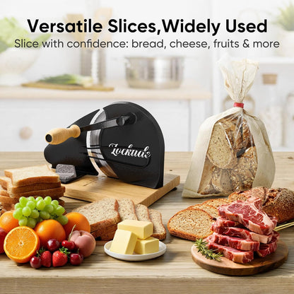 Upgrade Manual Bread Slicer for Homemade Sourdough - Adjustable Thickness & Evenly Slice, Bread Slicer with Scale Lines, Hand Crank, Suction Cups and Bread Guide for Sandwiches, Toast, Bagel, Baguette