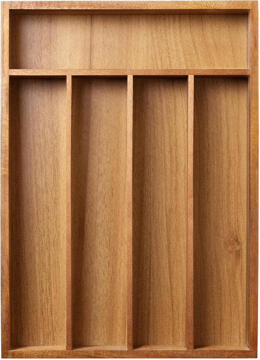 Greenual Black Silverware Organizer 10 In Utensil Organizer Silverware Tray for Drawer Cutlery Flatware Organizer for Kitchen Bamboo Wood
