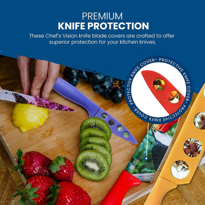 CHEF'S VISION Landscape Knife Blade Covers - Premium Kitchen Knife Guards - Protect your Knives With Stylish Knife Sheaths - Durable and Protective Knife Sleeves - Knives not Included