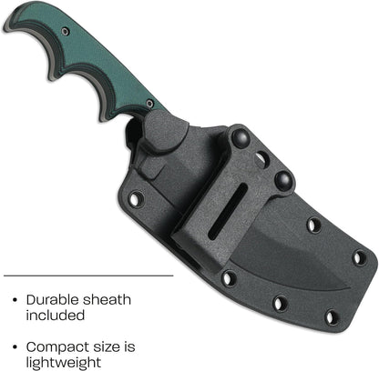 CRKT Minimalist Bowie Outdoor Survival Fixed Blade Knife with Sheath: Stainless Steel Plain Edge Blade, Micarta Handle, 2387