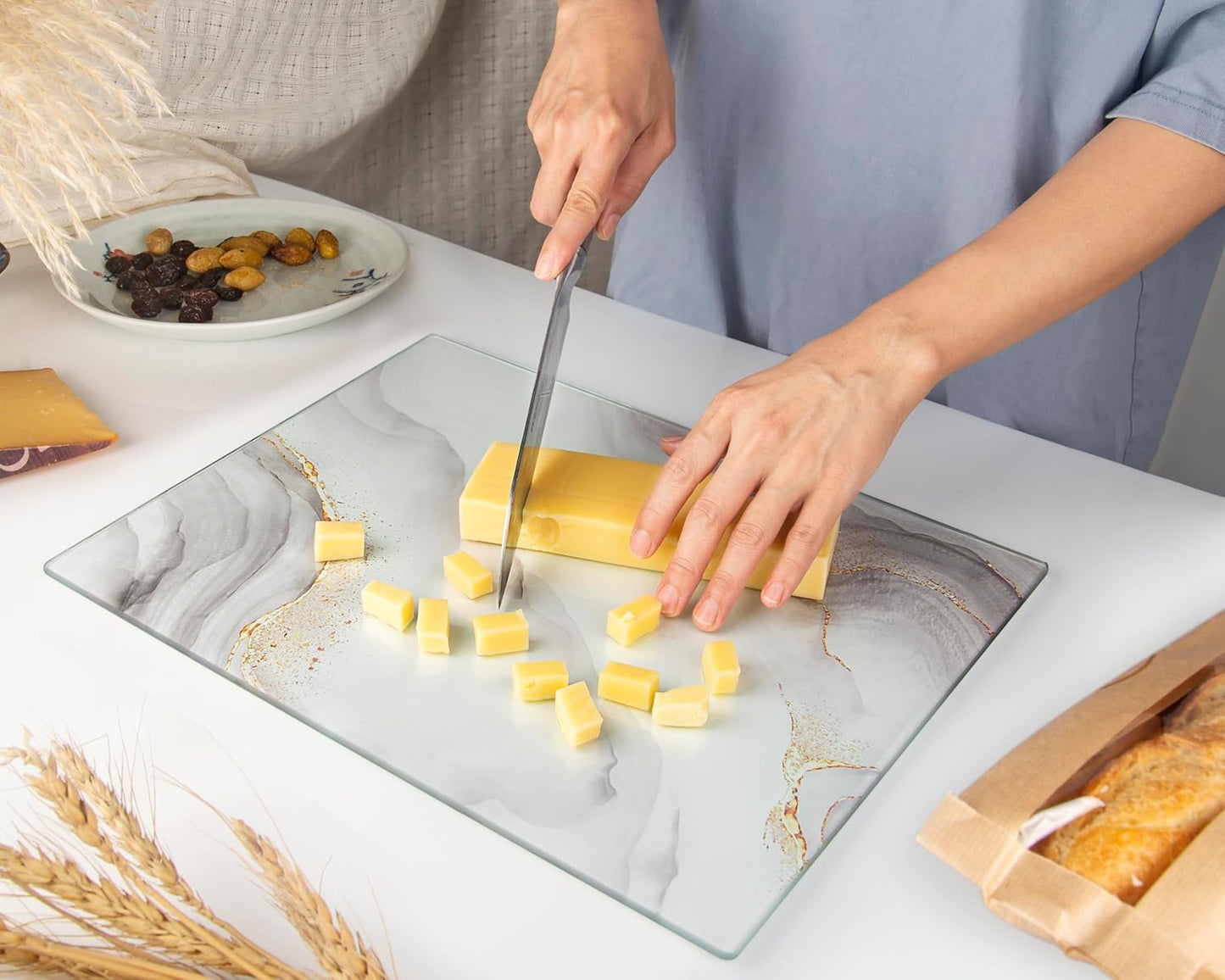 Kitchenville Glass Cutting Board 20”x16”: Tempered Glass Kitchen Counter Protector - Durable- Scratch-Resistant, Heat-Proof - Clear Design