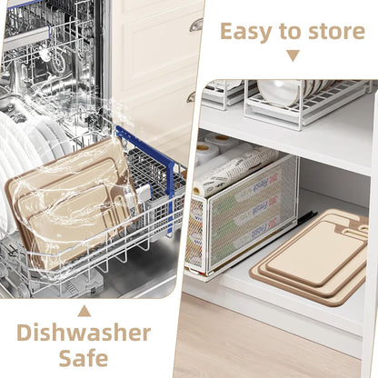 4 Piece Plastic Cutting Board Set for Kitchen Dishwasher Safe,Food Safety, Non-Slip Design, Ideal for Meat and Vegetable Prep