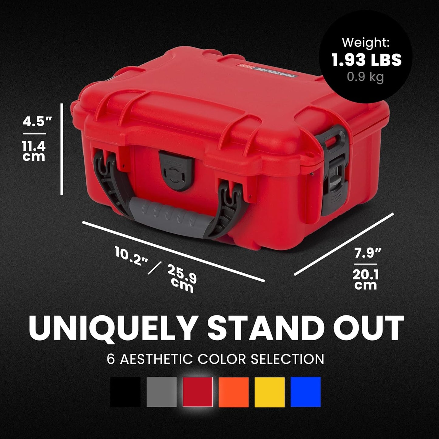 NANUK 904 Hard Case with Foam – IP67 Waterproof Protective Case for Camera, Drone & Gear – Impact-Resistant & Dustproof – Perfect for Travel 10.2" x 7.9" x 4.5" – Yellow