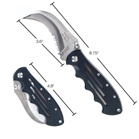 Hawk Bill Pocket Knife – Folding Stainless-Steel Blade with Partial Serrated Edge – Hooked Utility Pocketknife with Belt Clip by Whetstone