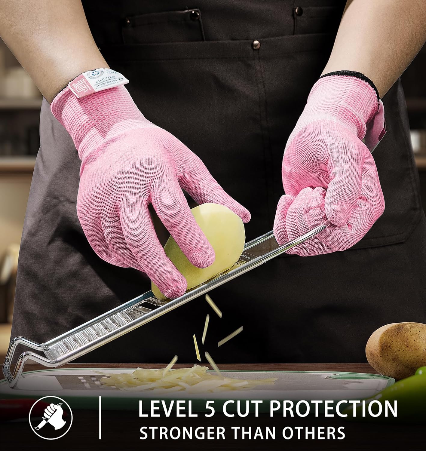 JDL ANSI A6 Cut-Resistant Gloves for Women, Food Grade, Knife Protection, Glass Handling, Superior Comfort & Lightweight, Pink, Small