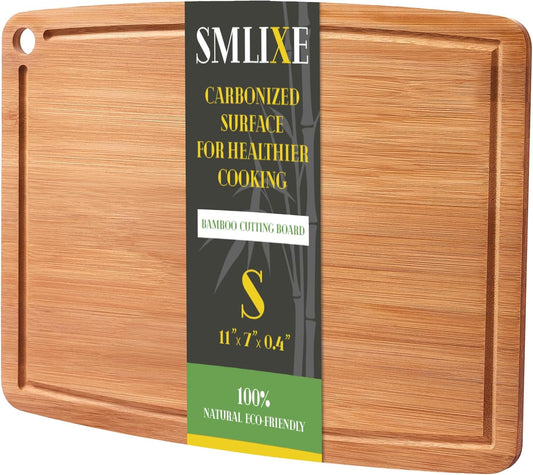 Bamboo Cutting Boards for Kitchen [Set of 3],Carbonized Wood Cutting Board Set with Deep Juice Groove for Chopping Meat, Vegetables, Fruits, Nuts,Lightweight & Durable,Ideal Kitchen Gift