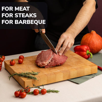 Butcher Block Cutting Board - 16x12 Inches Block Beech Cutting End Grain Cutting Board - Meat Cutting Chopping Board - Thick Large Cutting Board for Kitchen - Black Wood Cutting Board