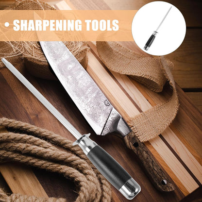 Kitchen Cutter Sharpening Rod Stainless Steel Protective Cap Sharpening Stick Sharpener for Home Chef Kitchen Knives Maintenance