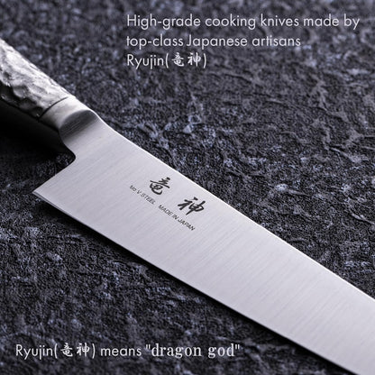 竜神 (RYUJIN) Professional Japanese Petty knife 150mm [OMOTENASHI Selection 2023 Best Gold Award Winner] Tsubame Sanjo Stainless Steel Integrated Made in Japan Daishin Sangyo [Ryujin Knife]