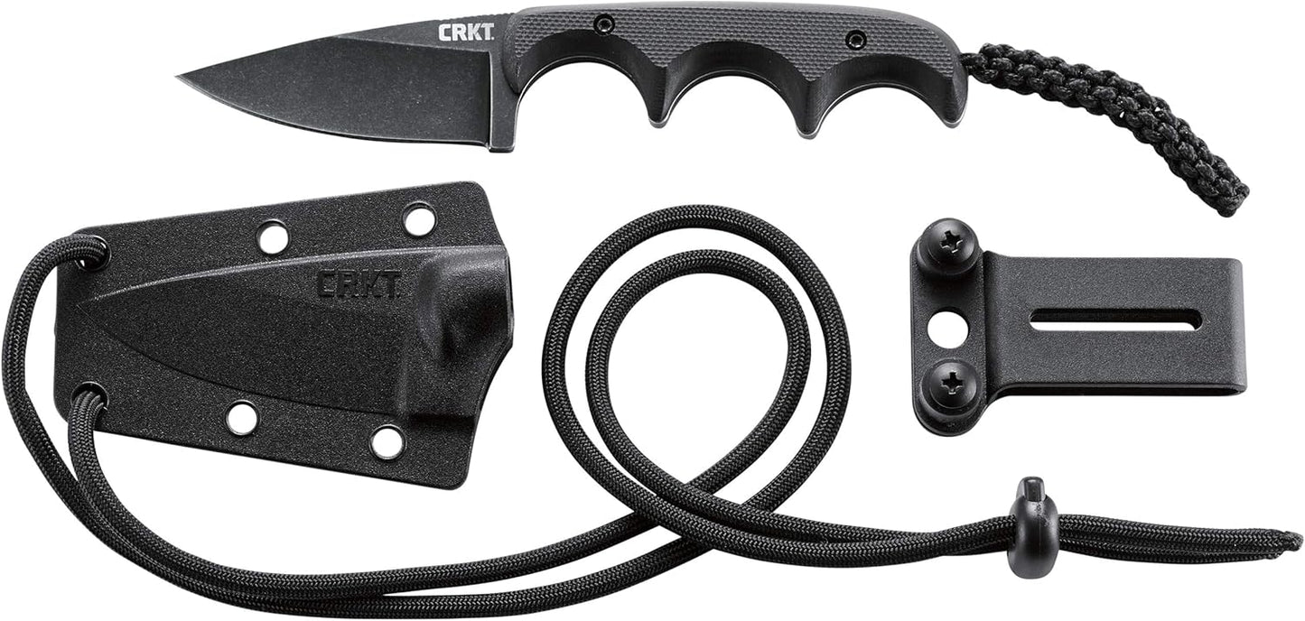 CRKT Minimalist Bowie Outdoor Survival Fixed Blade Knife with Sheath: Stainless Steel Plain Edge Blade, Micarta Handle, 2387