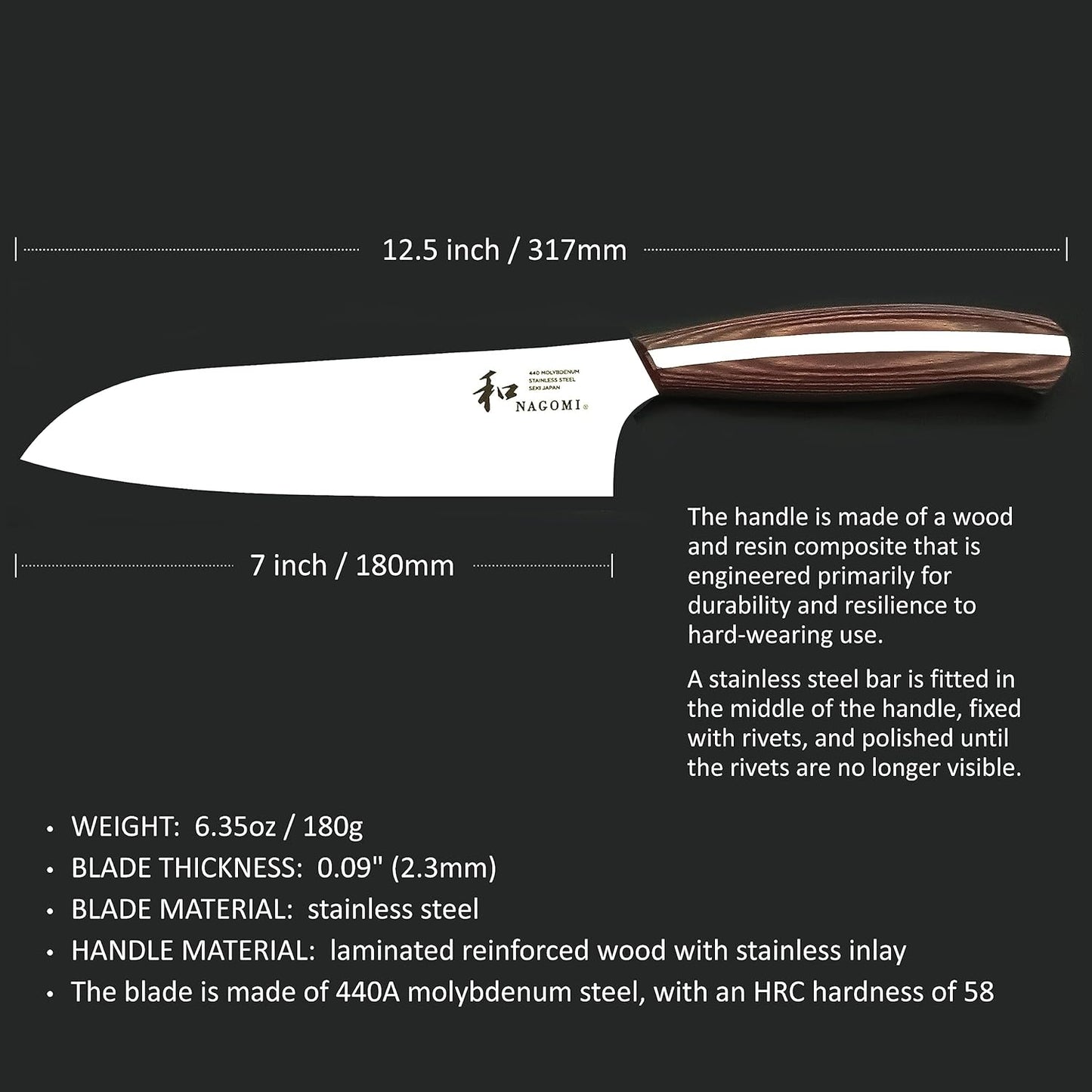 [NAGOMI] 8.5 inch Premium Slicing Knife, Stainless Steel HRC58 Carving Knife for Slicing Roasts, Meats, Sashimi, Fruits and Vegetables | Black Stylish Gift Box