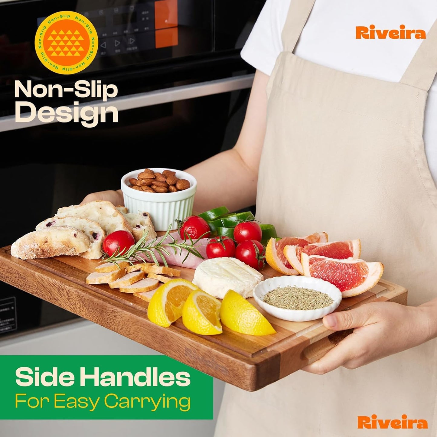 Riveira Walnut Cutting Board Set – Versatile And Durable: Set Of 3 Pcs Rectangular Wooden Cutting Board – Natural Wooden Cutting Boards For Kitchen – Complete Walnut Wooden Chopping Board