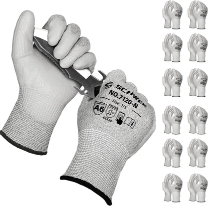 Schwer 3 Pairs Cut Resistant Gloves ANSI A6/A7 (Send Randomly) CR7120 Cut Proof Work Gloves, Touchscreen, for Men and Women Used for Woodworking, Glass Cutting, Construction, Car Repair, XS