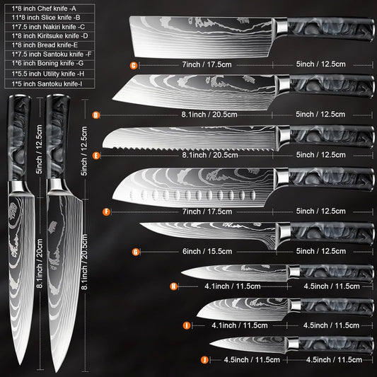 Knife Set,12-Piece Premium Kitchen Knife Set with Universal Knives Block,Anti-Rust Non-Stick High-Carbon Stainless Steel Extra-Sharp Chef Knives for Kitchen,Dishwasher Safe,Non-slip Ergonomic Handle