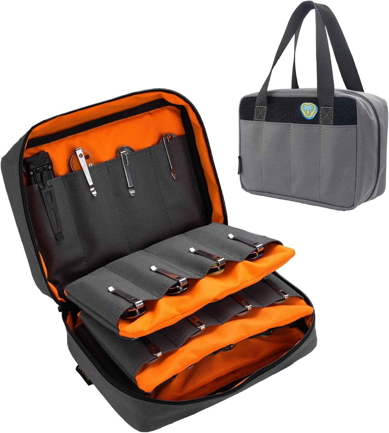 VIPERADE VE40 Knife Display Case with 40 Slots, Folding Knives Storage Holder, Knife Collection Carrier Bag for Folding Knives Flashlights Multitools