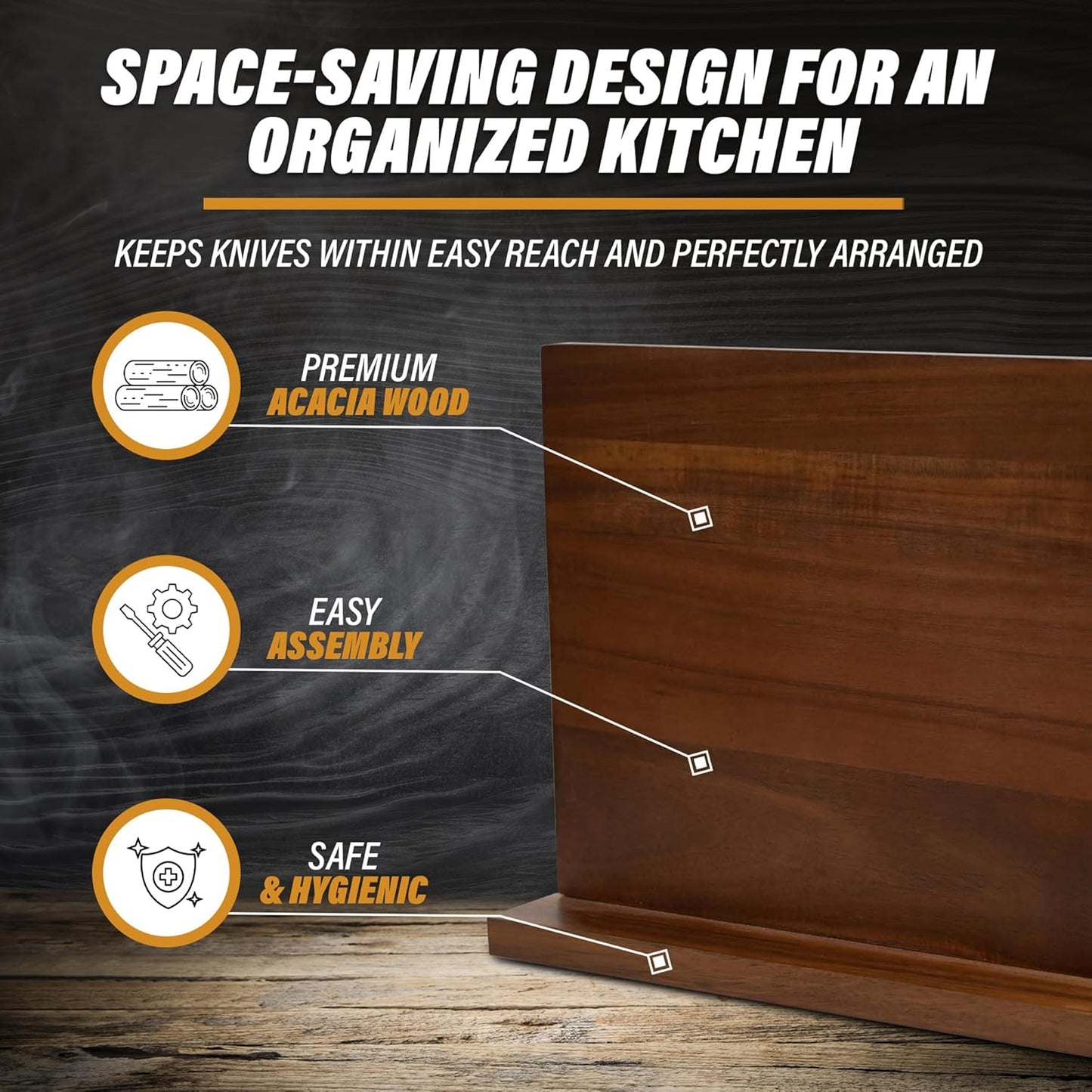 Wooden Magnetic Knife Holder - Dual - Sided Stand with Enhanced Magnets for Multifunctional Kitchen Knife Storage - Stylish, Durable, and Strong (Knives Not Included) - 12" x 9" - 3.48 lbs