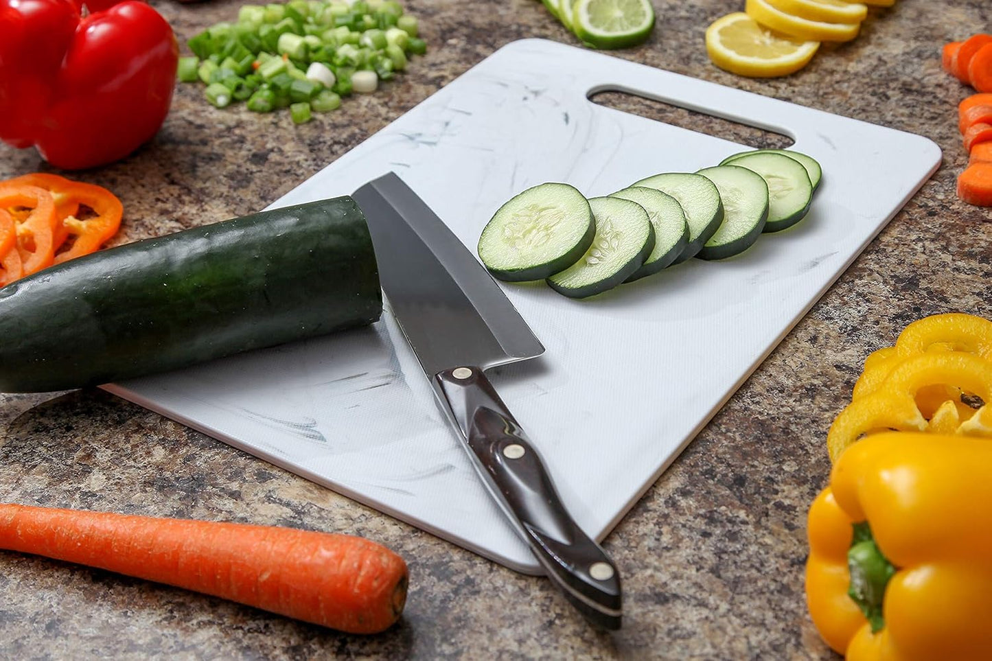 Lily's Home Plastic Kitchen Cutting Board Set of 2 - Non-Toxic, BPA-Free - Healthy Kitchen Boards - Dishwasher Safe - Ideal for Chopping, Slicing, and Dicing - Durable, Easy-to-Clean