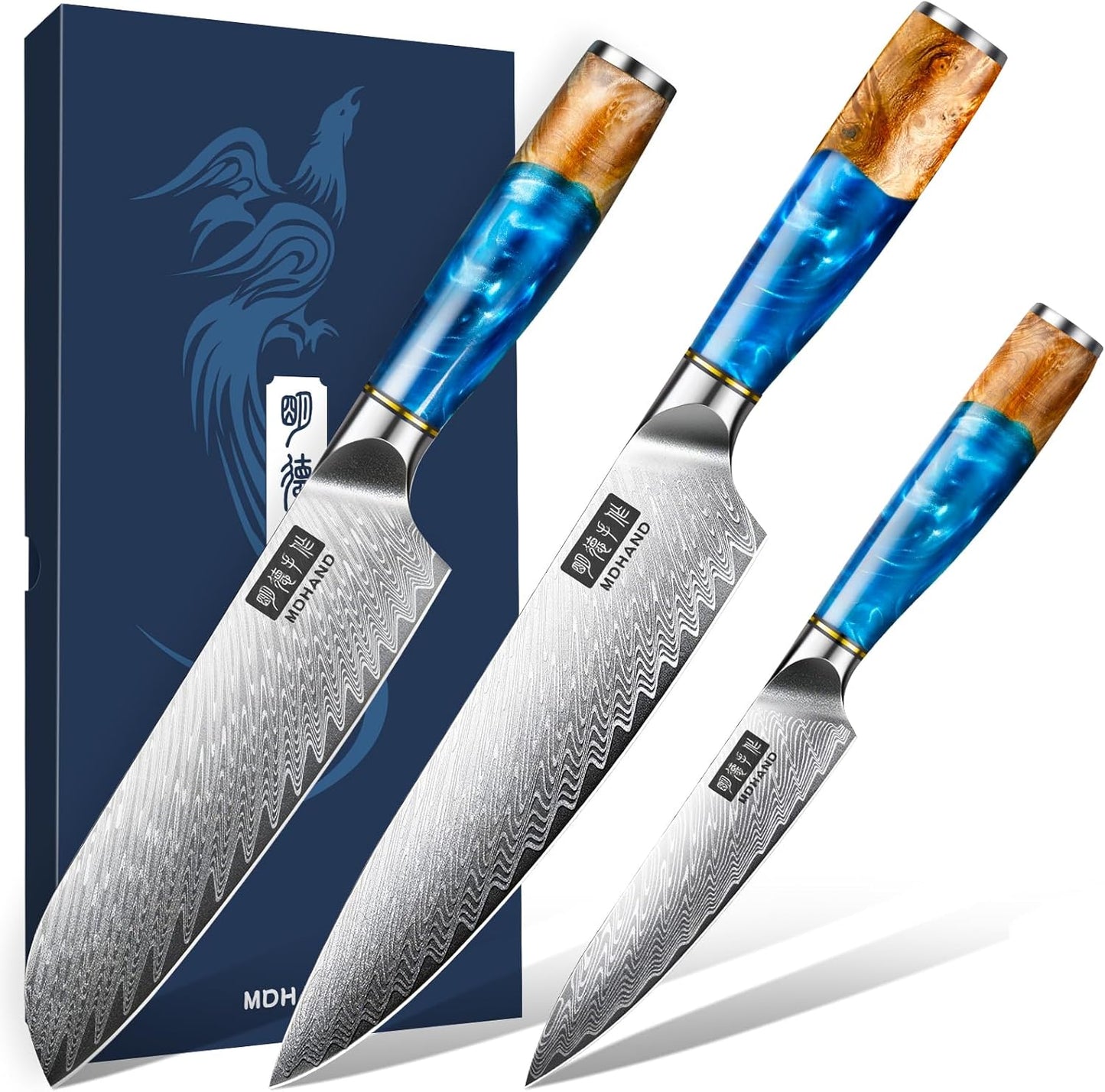 MDHAND Chef Knife 8 Inch, Professional Kitchen Knife, VG10 Steel Japanese Knife with Ergonomic Pakkawood Handle, Ultra Sharp Cooking Knives for Home Kitchen, Gifts for Men and Women