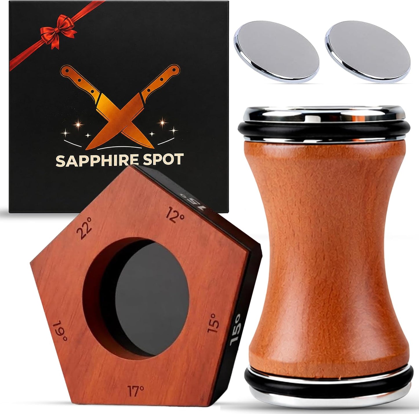 Rolling Knife Sharpener – Professional Kitchen Knife Sharpener- Manual Tumbler Knife Sharpener with 5 Magnetic Angle Guidance for Home & Chef Use.