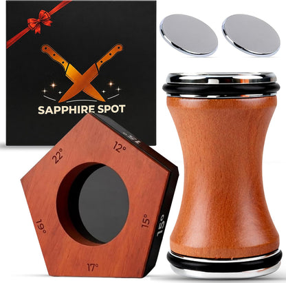 Rolling Knife Sharpener – Professional Kitchen Knife Sharpener- Manual Tumbler Knife Sharpener with 5 Magnetic Angle Guidance for Home & Chef Use.