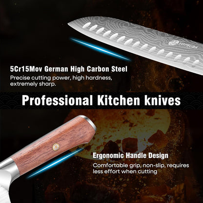 YOTSUBA Carving Knife and Fork Set, Meat Cutting Knife, Razor-Sharp German Stainless Steel Knives Fork Set with Ergonomic Wood Handle, Slicing Knives for Meats, BBQ & Vegetables