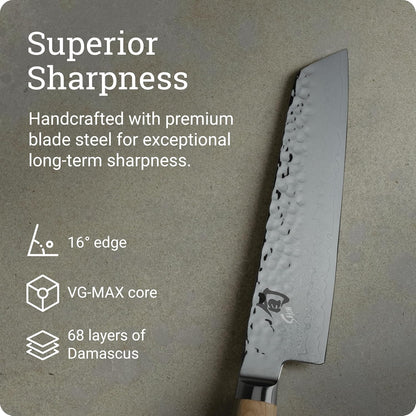 Shun Premier 6.5" Master Utility Knife, Handcrafted Japanese Knife, VG-MAX Core with Damascus Stainless Steel Cladding, Pakkawood Handle, Precision and Sharpness for Professional and Home Chefs
