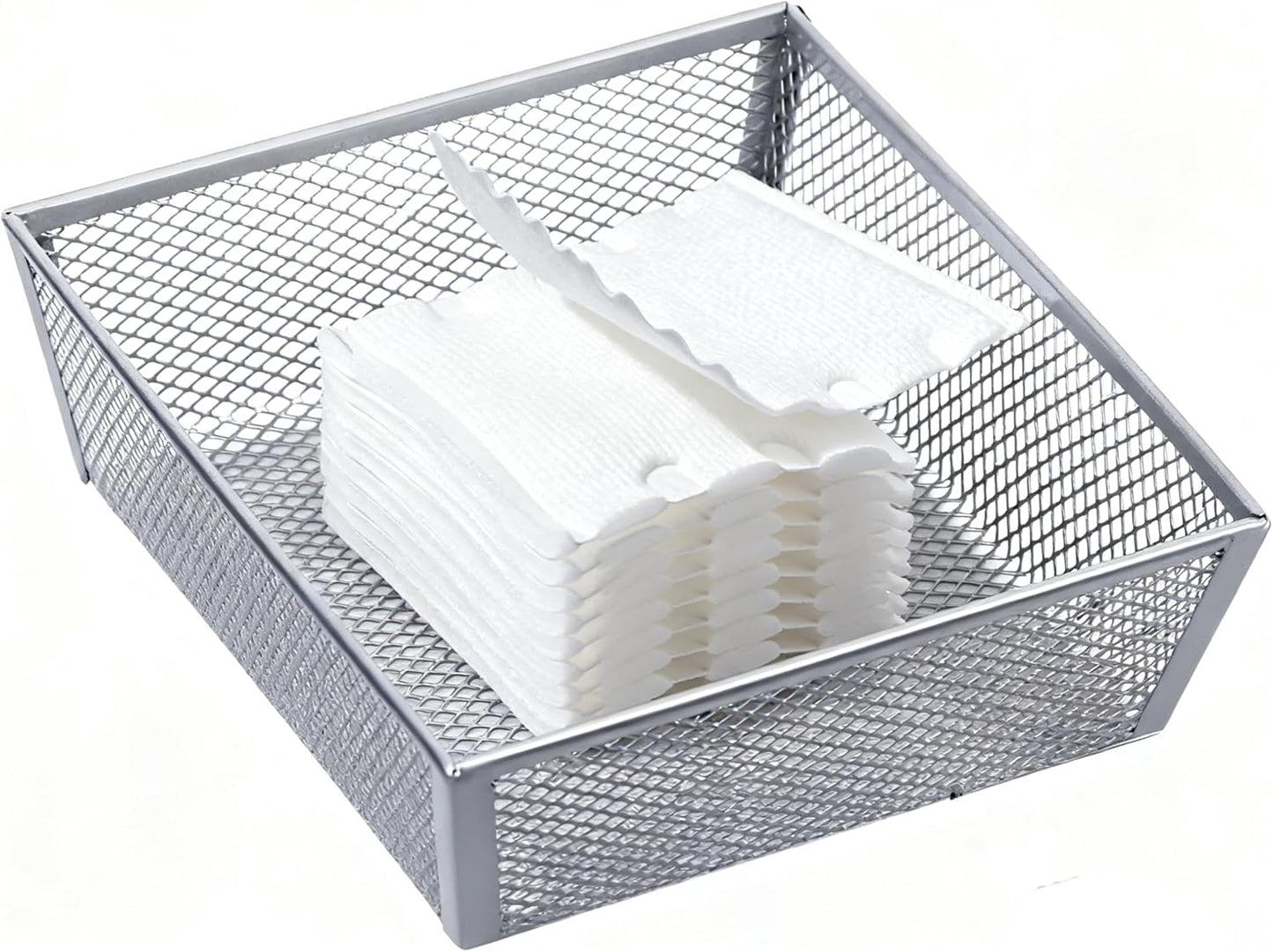 Neudeco Silverware Organizer,Mesh Drawer Organizer for Kitchen，Metal Utensil Organizer for Flatware, Knives, Spoons,Cosmetic (Silver 9 * 3 * 2 inch Pack6)
