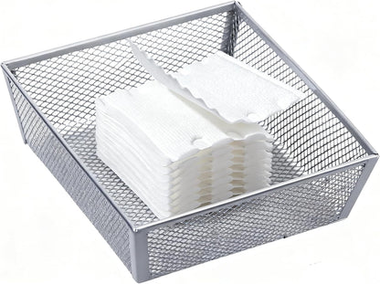 Neudeco Silverware Organizer,Mesh Drawer Organizer for Kitchen，Metal Utensil Organizer for Flatware, Knives, Spoons,Cosmetic (Silver 9 * 3 * 2 inch Pack6)