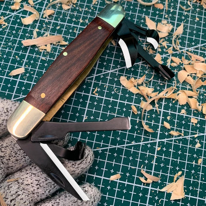 Splinter Carvin' 6in Traditional Folding Whittling Knife with 1.5in Detail Blade, Sawcut Handle, Nickel Silver Bolsters, and Convenient Size for Carving, Camping, EDC, and Outdoors (Brown)