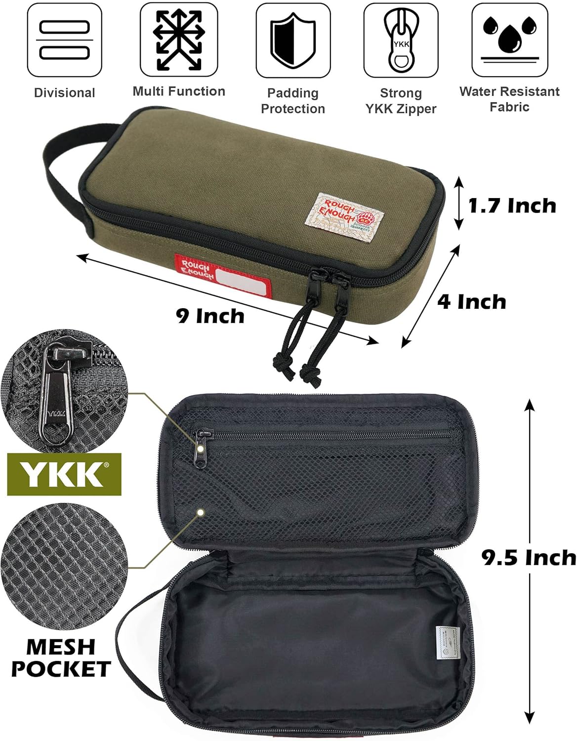 Rough Enough Small Tool Bag Pouch Box EDC Organizer Storage Case for Accessories with Zipper Portable Handle