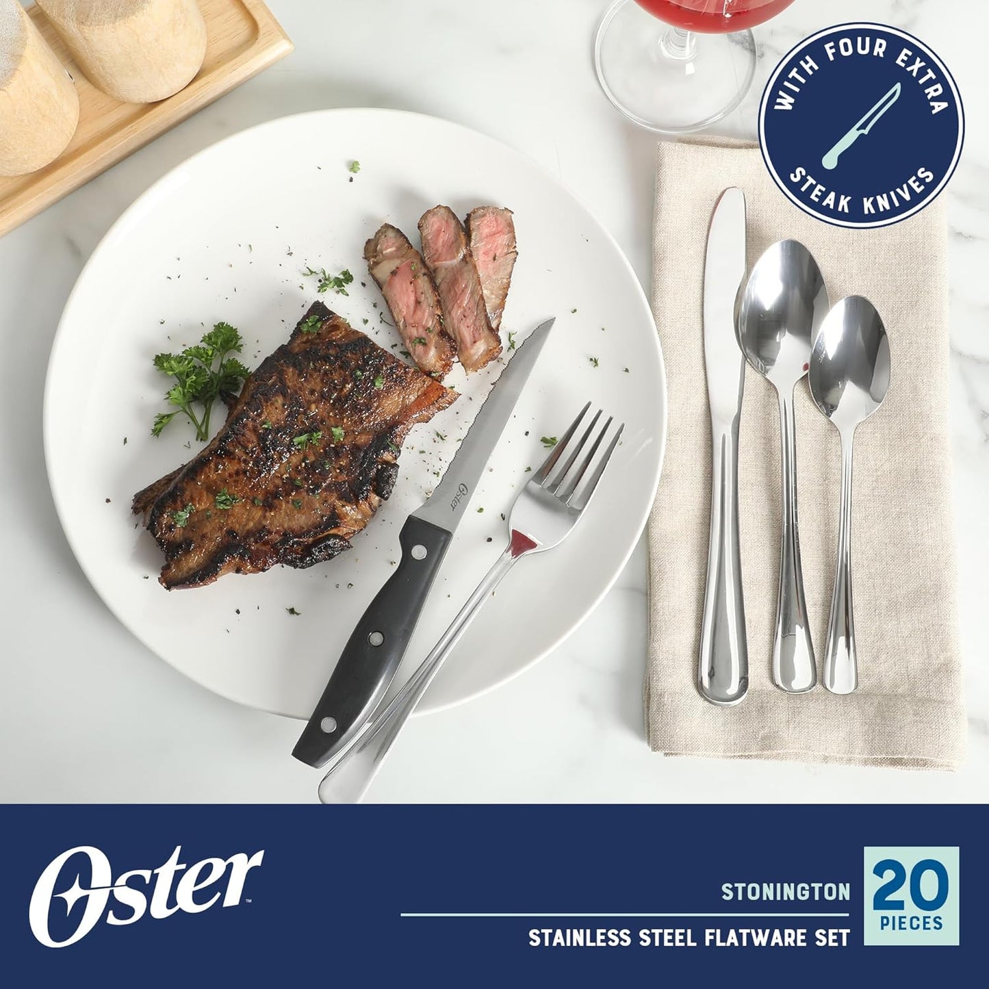 Oster Baldwyn 6-Inch Cleaver Knife – Heavy Duty Kitchen Cutlery with Stainless Steel Handle – Sharp, Durable Chef’s Cleaver for Chopping, Slicing, and Dicing