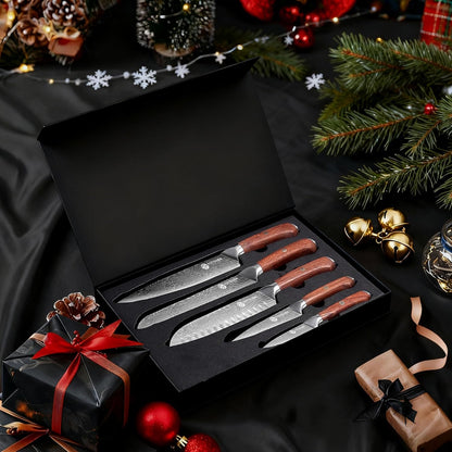 YOTSUBA Carving Knife and Fork Set, Meat Cutting Knife, Razor-Sharp German Stainless Steel Knives Fork Set with Ergonomic Wood Handle, Slicing Knives for Meats, BBQ & Vegetables
