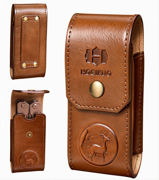 Leather Multitool Sheath，Multi Tool Holster for Leatherman, Gerber, SOG and Similar Folding Tools (Brown, for 5" to 5.5" Tools)