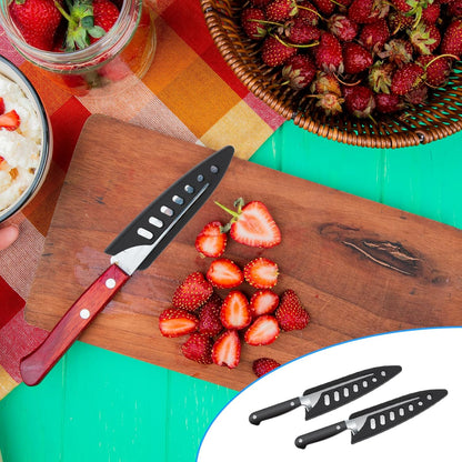 2 Pcs Kitchen Knife Sheath, Plastic Safety Knife Covers for 4'' Paring Knife, Chef Knife Sheath Blade Protector, Universal Knife Guard, Black