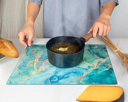 Kitchenville Glass Cutting Board 20”x16”: Tempered Glass Kitchen Counter Protector - Durable- Scratch-Resistant, Heat-Proof - Clear Design