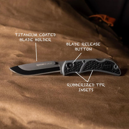OUTDOOR EDGE 3.5" RazorLite EDC Knife. Pocket Knife with Replaceable Blades and Clip. The Perfect Hunting Blade for Skinning Deer. Blaze Orange with 6 Blades