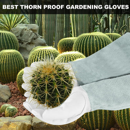Long Gardening-Gloves Women/Men-Thorn proof Rose Pruning Heavy Duty Gauntlet, Best Garden Gifts for Gardener-L