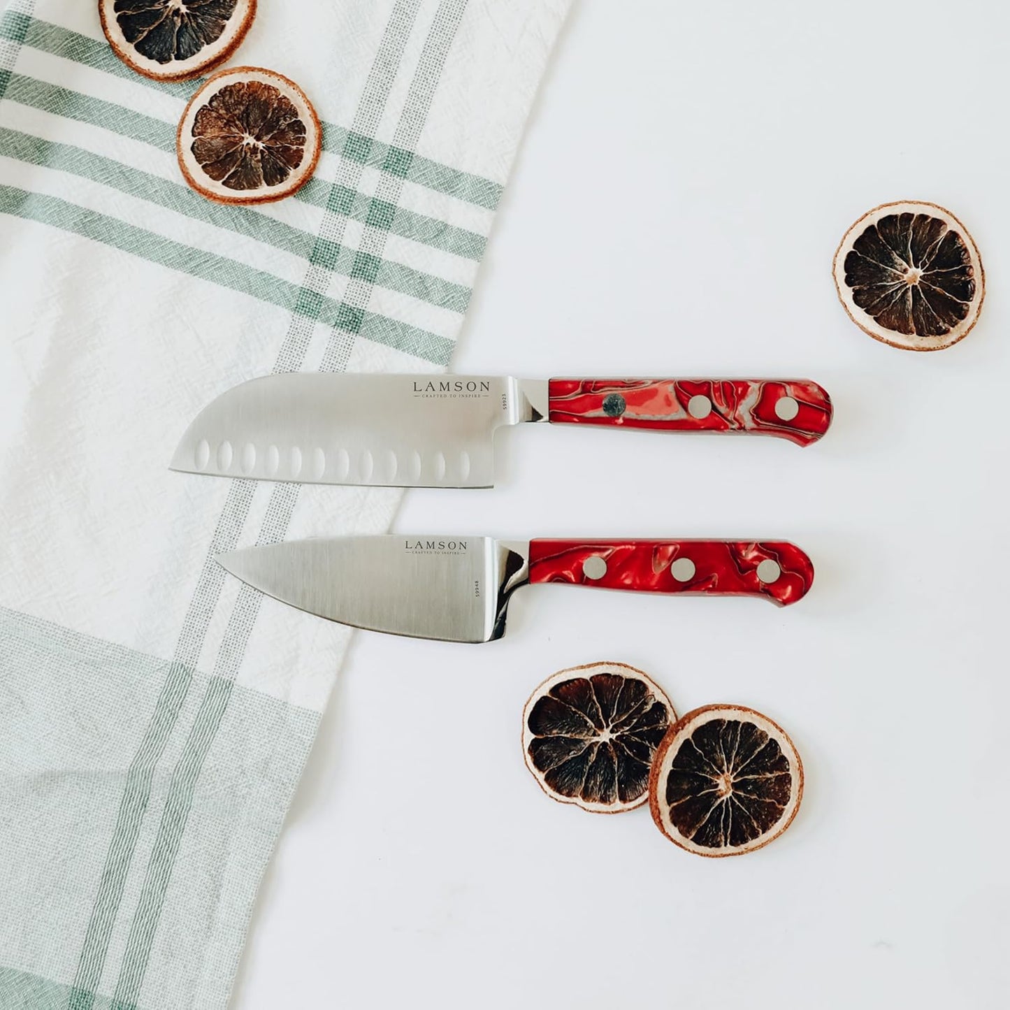 Lamson 5" Santoku Knife | Premier Forged Series | Hollow Edge (FIRE)