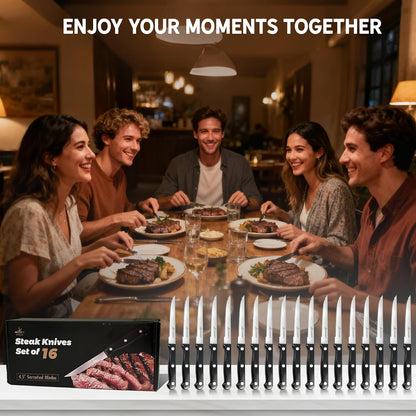 Upgraded Steak Knives Set of 8, Uncoated Stainless Steel Serrated Steak Knife Set, 4.5 Inch Steak Knife with Ergonomic Handle and Sharp Blades, Dishwasher Safe Dinner Knives for Kitchen, Restaurant
